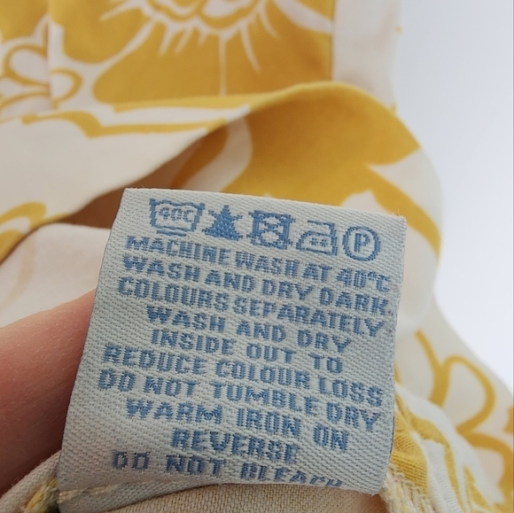 Boden A-line Mini Pencil Skirt Retro Mustard Yellow Flower Print Boho 70's Style - Picture 8 of 10